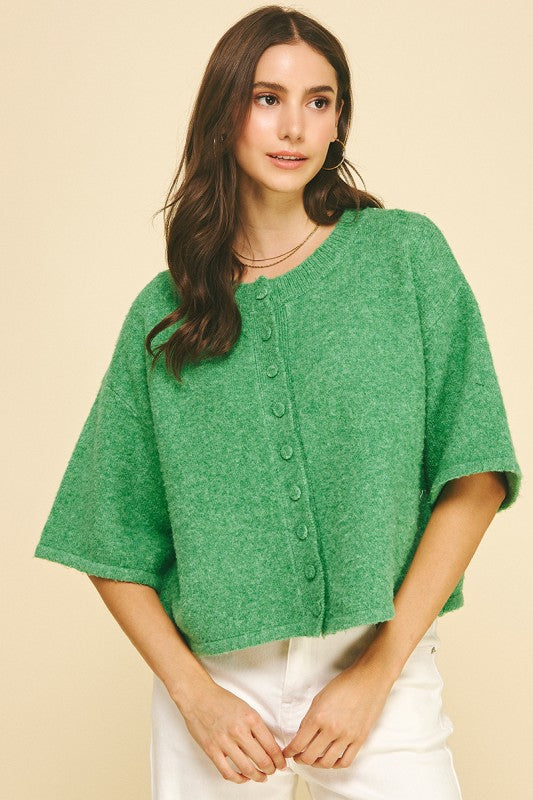 Green Button Sweater