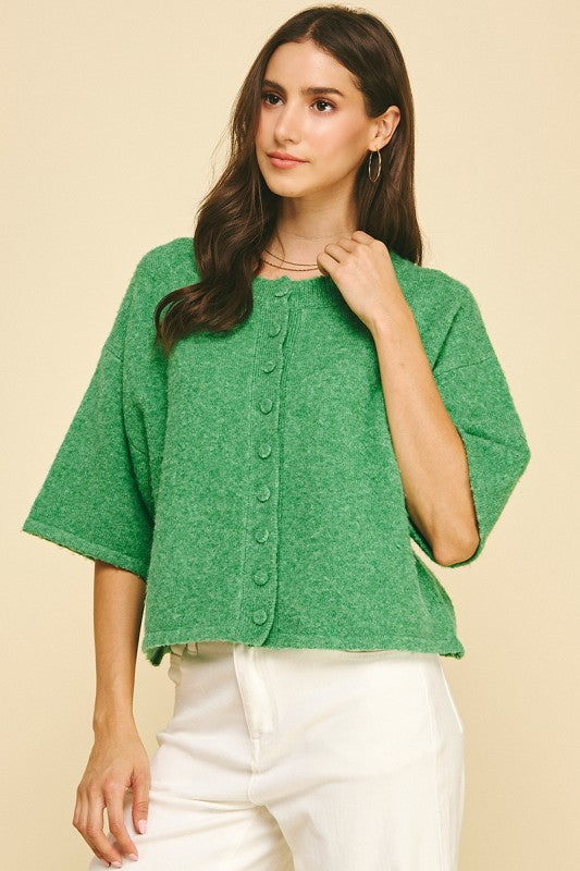 Green Button Sweater