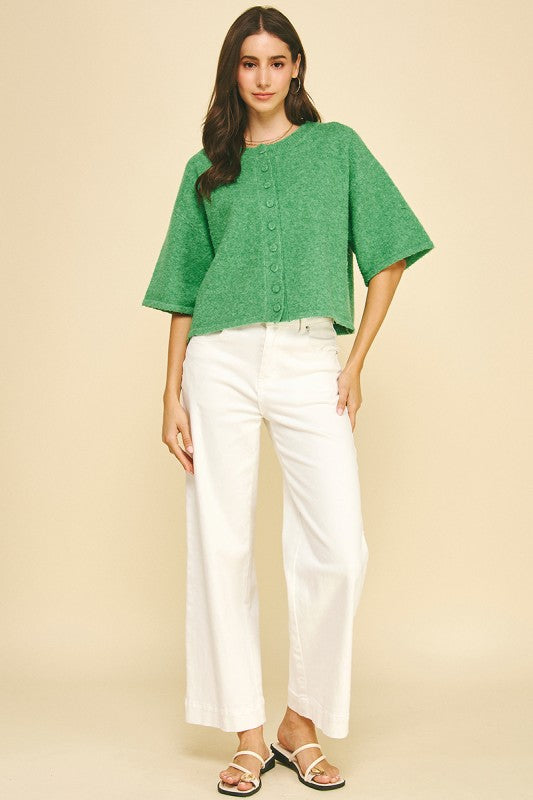 Green Button Sweater
