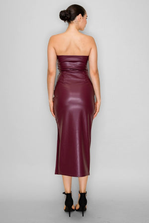 Burgundy Leather Tube Dress – Cheekie Boutique Burgundy Leather Tube Dress – Cheekie Boutique