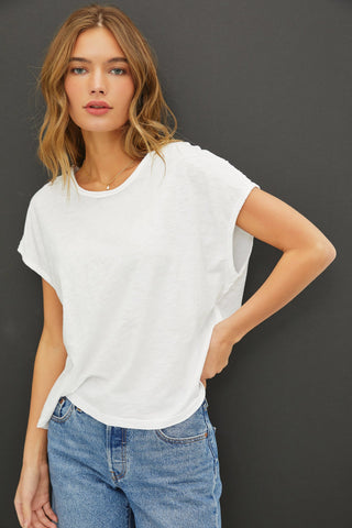 White Exposed Seam Muscle Top