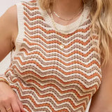 Scalloped Jaquard Knit Top