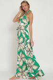 Green Floral Halter Dress