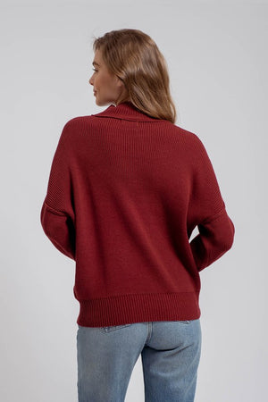 Cranberry Ribbed Sweater