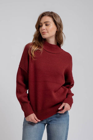 Cranberry Ribbed Sweater