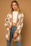 Beige Checkered Cardigan