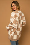 Beige Checkered Cardigan