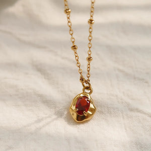 Garnet 18K Gold Necklace