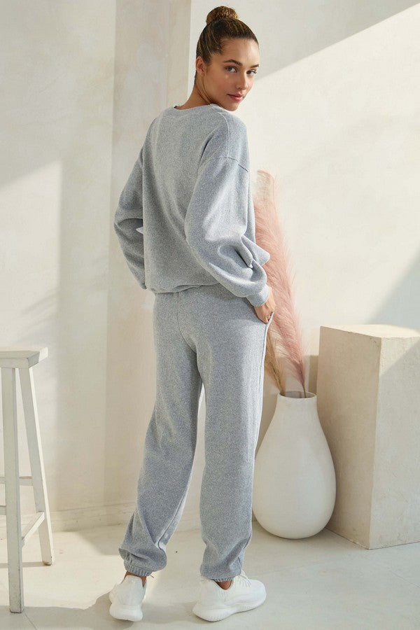 Heather Gray Corduroy Jogger Set