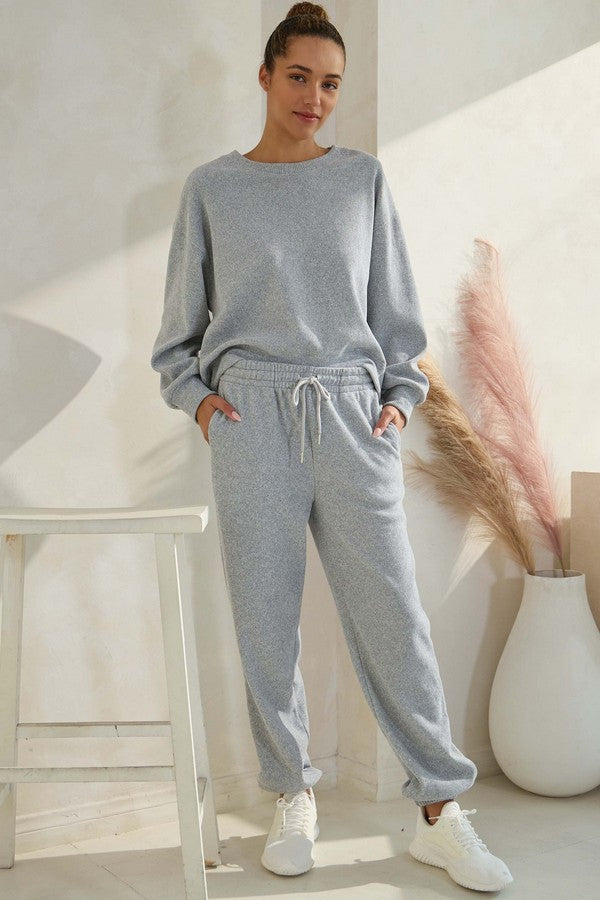 Heather Gray Corduroy Jogger Set