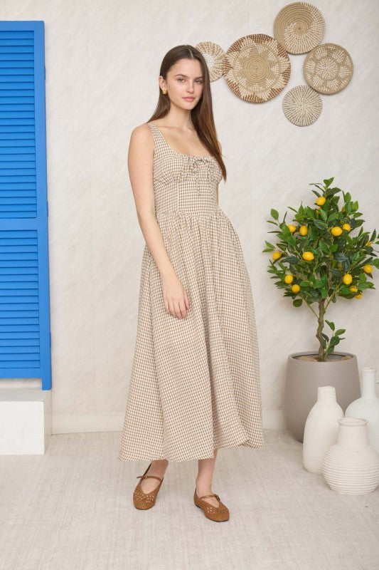 gingham corset dress Brown – Cheekie Boutique Size:11M african fashion it combines softness with Western Backless Fringe Maxi