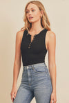 Ribbed Button Up Crop