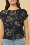 Navy Floral Top