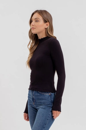 Black Lettuce Trim Long Sleeve