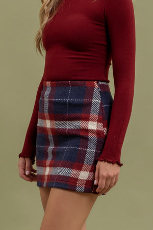 Navy Plaid Mini Skirt