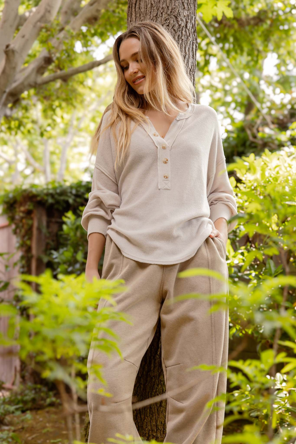 Oatmeal Button Down Knit