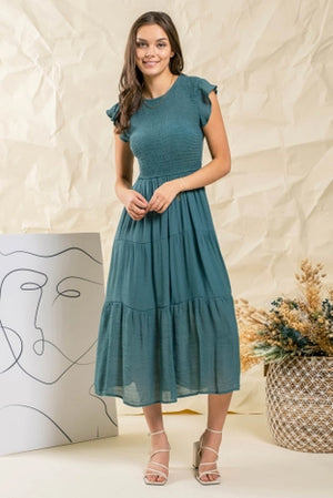 Smocked Tiered Midi Dress