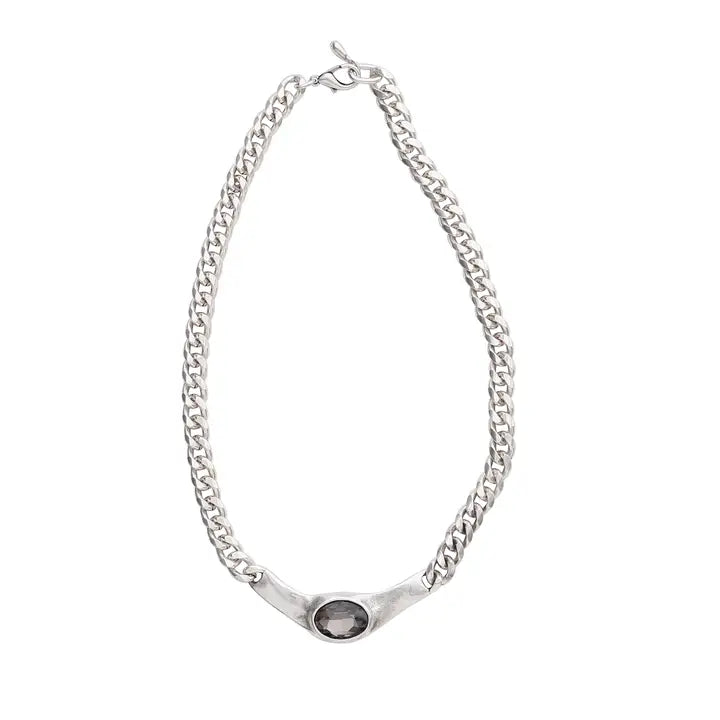 Smokey Crystal Pewter Necklace