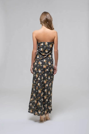 Floral Strapless Midi Dress