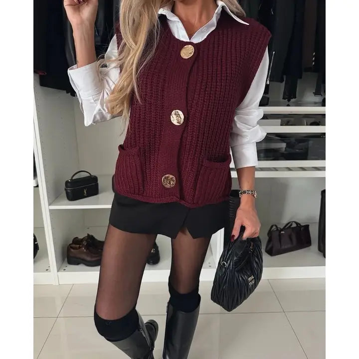 Bordeaux Chunky Vest