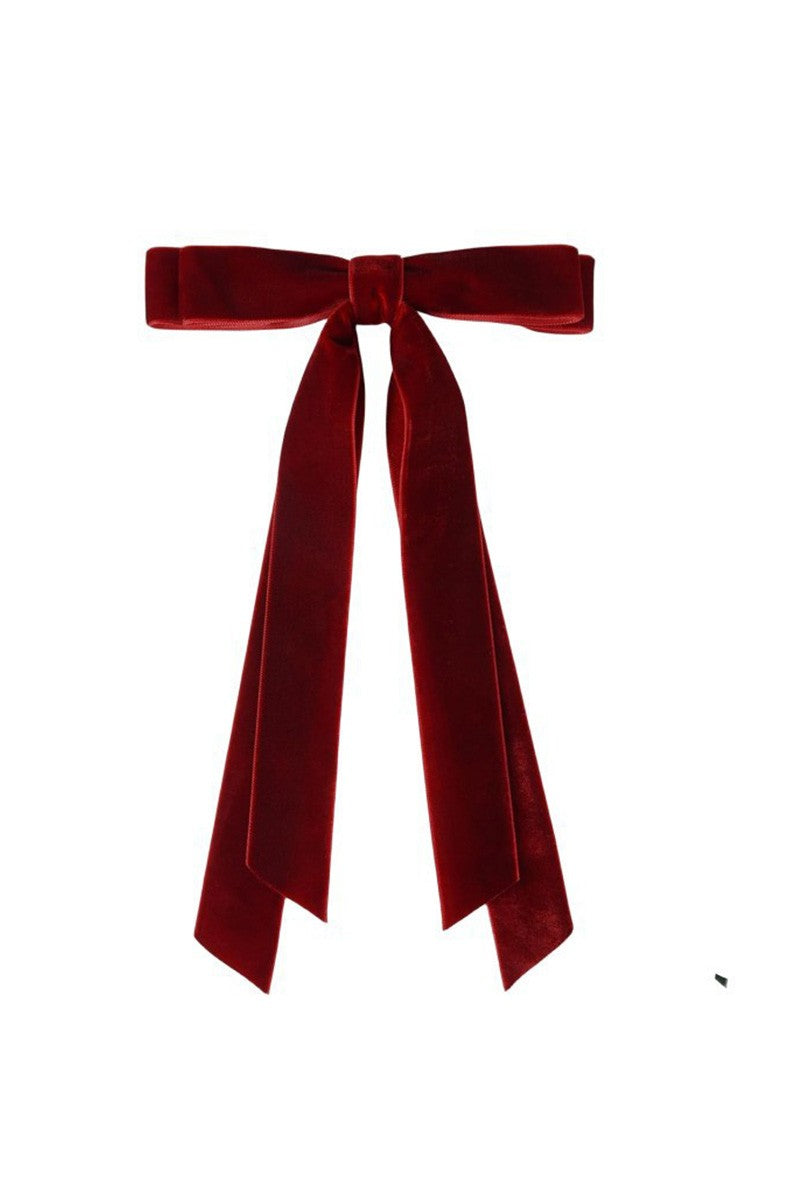 Burgundy Velvet Bow Clip