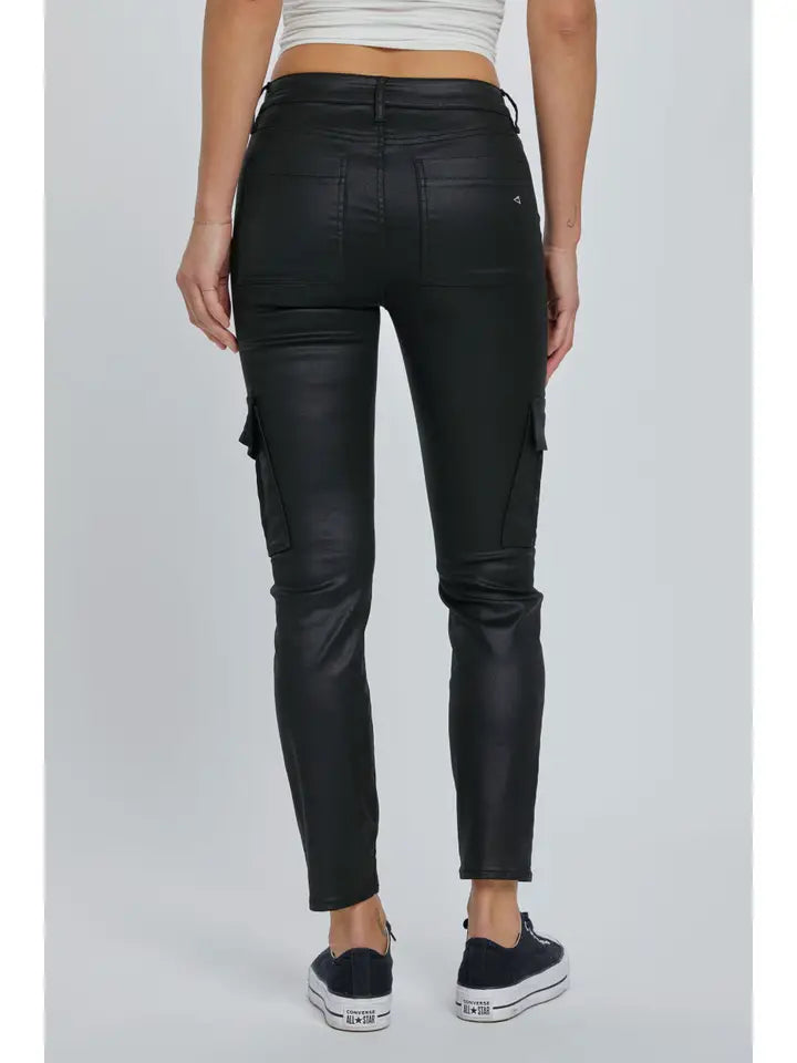 Black Coated Cargo Pants