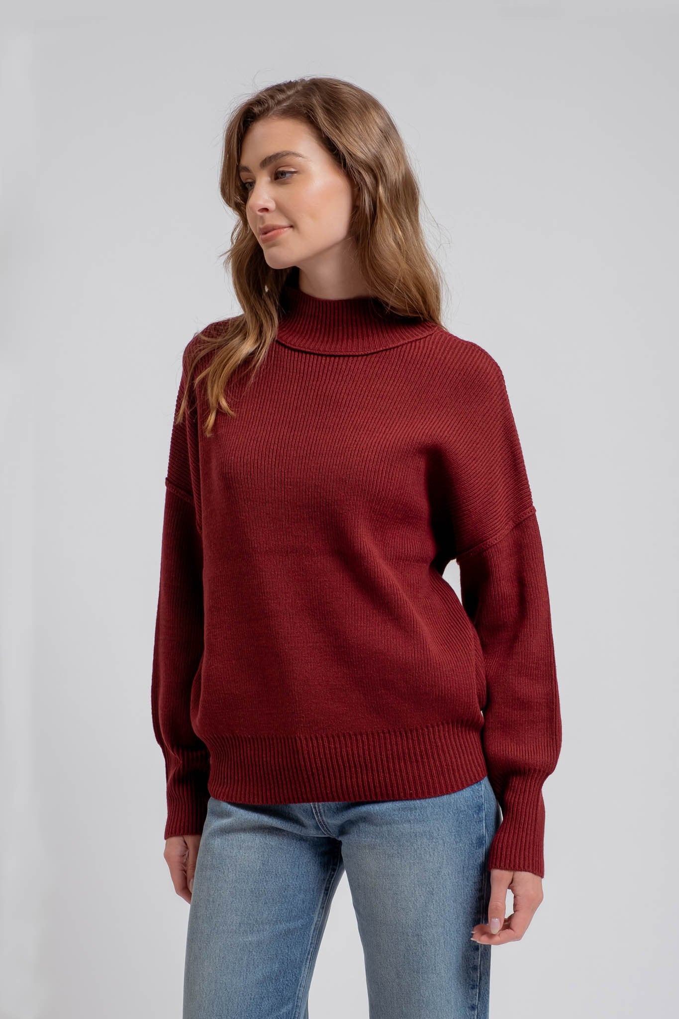 Cranberry Ribbed Sweater