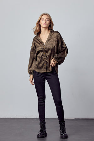 Deep Olive Leopard Blouse