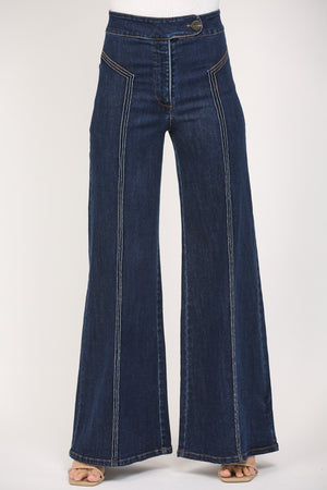 70's Front Stitch Wide Leg Jeans