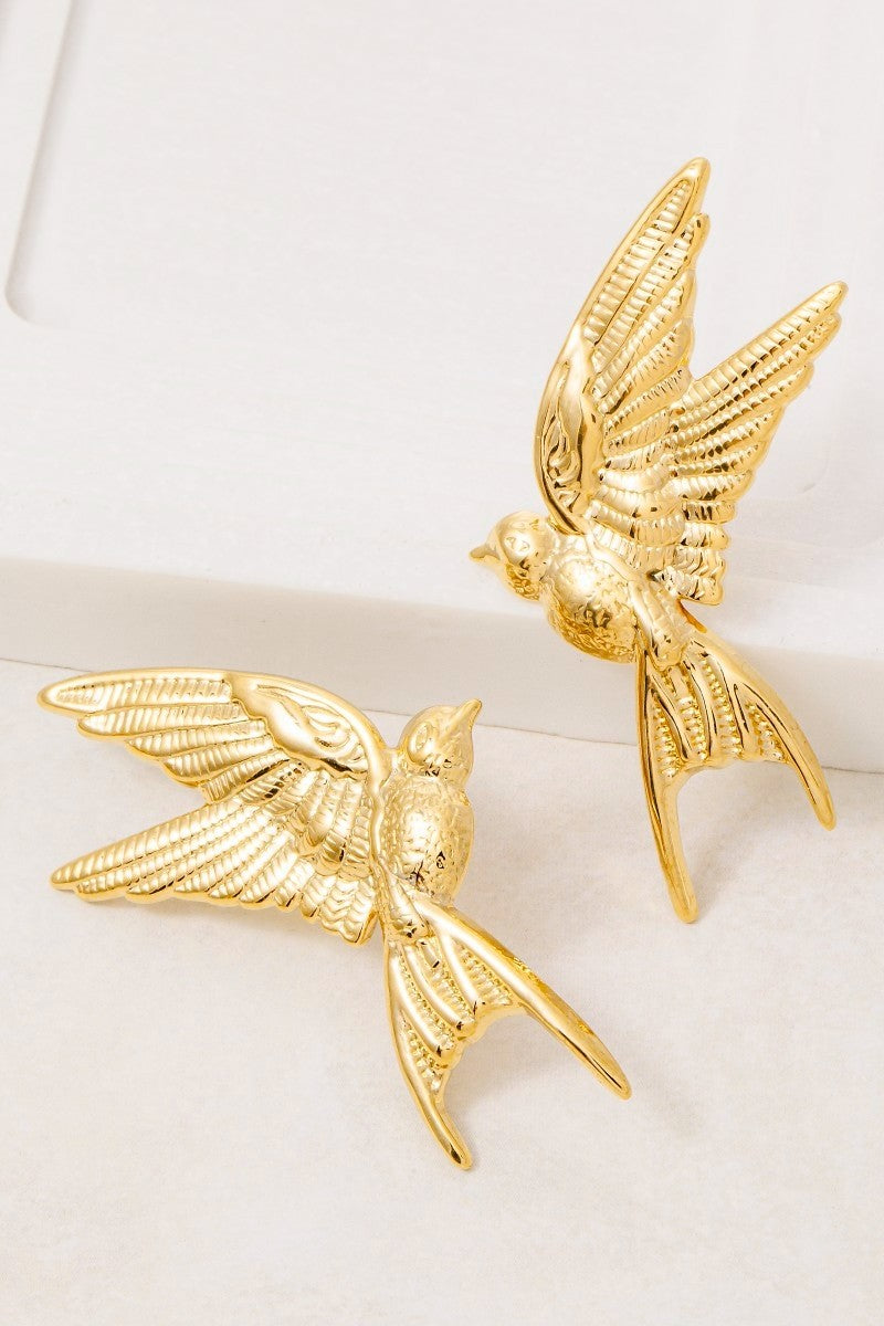 Fly High Gold Dipped Bird Earrings