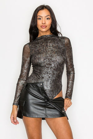 Mesh Silver Shimmer Bodysuit