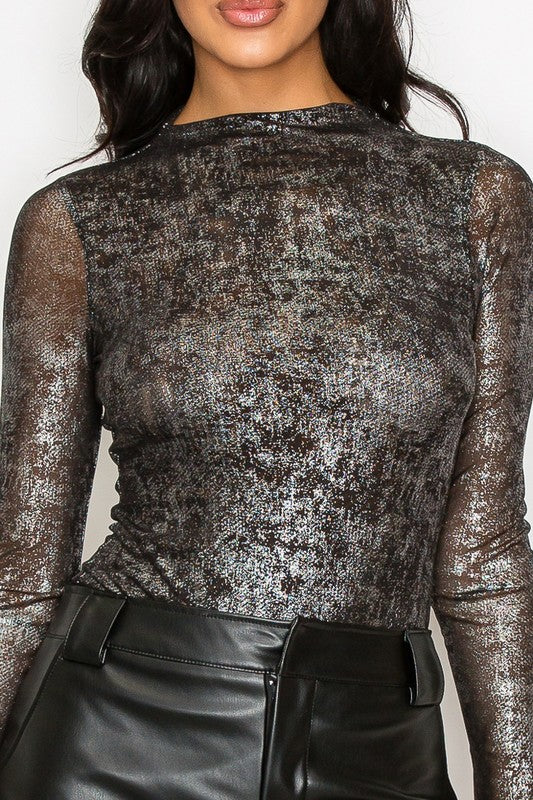 Mesh Silver Shimmer Bodysuit