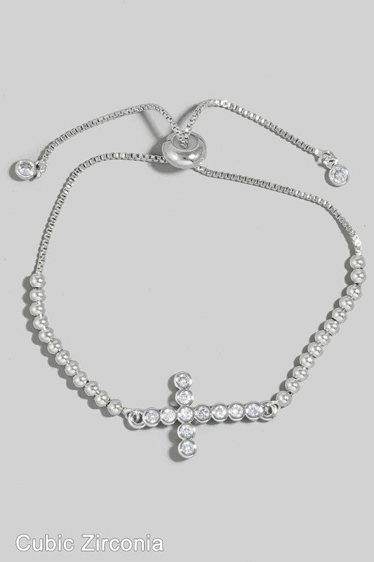 Gold Dipped Studded Cross Bracelet