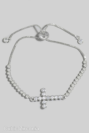 Gold Dipped Studded Cross Bracelet