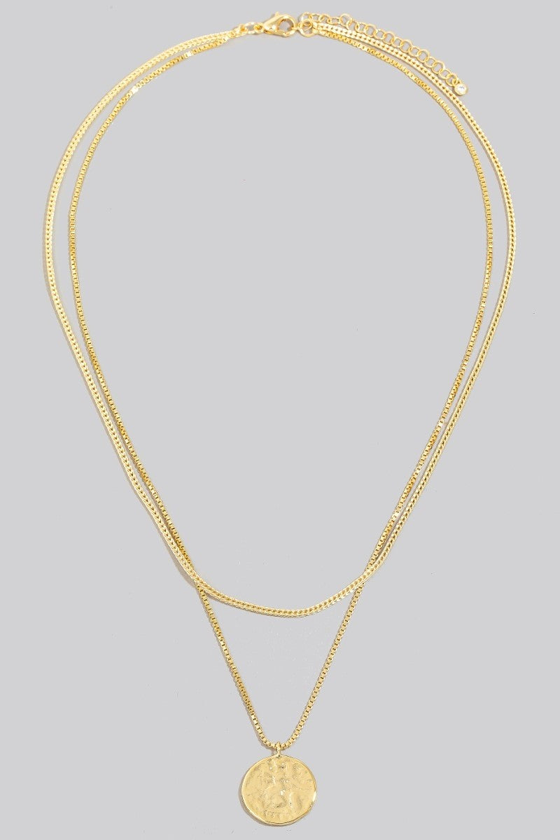 Gold Dipped Layered Pendant Necklace