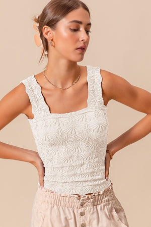 Ivory Jacquard Seamless Tank Top