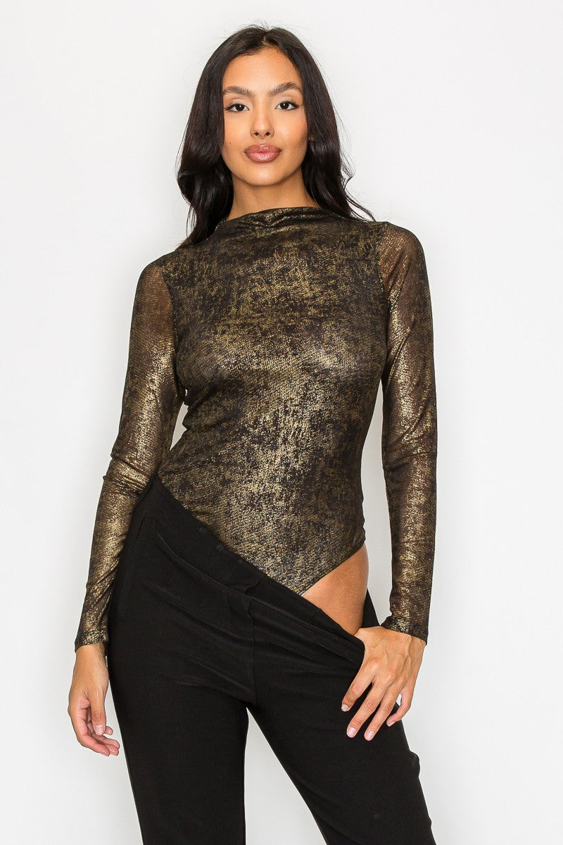 Mesh Gold Shimmer Bodysuit