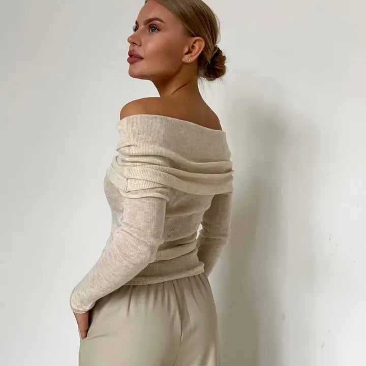 Light Knit Off Shoulder Top