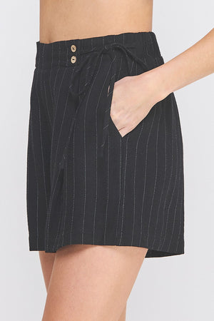 Soft Linen Pinstriped Shorts