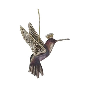 Gilded Wooden Hummingbird Ornament