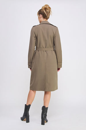 Mocha Open Front Trench Coat