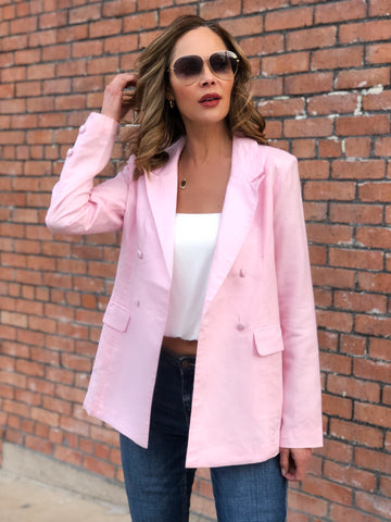 Pink  Double Breasted Blazer