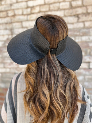 Raffia Beach Hat - Black