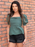 Hunter Green Pleated Blouse