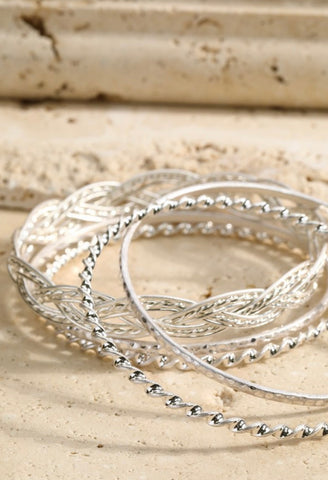 Silver Twisted Bangles