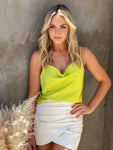 White Ruched Leather Skirt