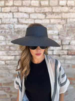 Raffia Beach Hat - Black