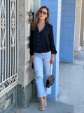 Black Balloon Sleeved Blouse