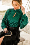 Hunter Green Sequins Blouse