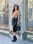 Black Ruched Sequins Skirt